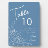 Dusty Blue & White Botanical Wedtable Number Fotoplaat (voorkant)