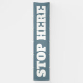 Dusty Blue White Business Stop hier buiten Spandoek (Verticaal)