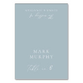 Dusty Blue & White Calligraphy Wedding Place Card Kaart (Voorkant)