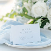 Dusty Blue & White Calligraphy Wedding Place Card Kaart