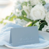 Dusty Blue & White Calligraphy Wedding Place Card Kaart