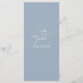 Dusty Blue & White | Chic Floral Wedding  Menu (Achterkant)