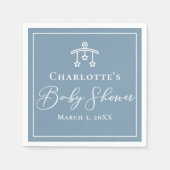 Dusty Blue White Chic Minimalistisch Baby shower Servet (Voorkant)