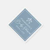 Dusty Blue White Chic Minimalistisch Baby shower Servet (Hoek)