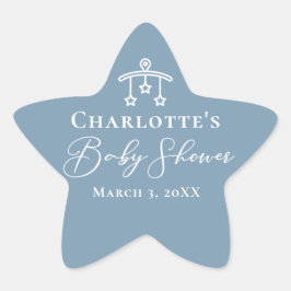 Dusty Blue White Chic Minimalistisch Baby shower Ster Sticker