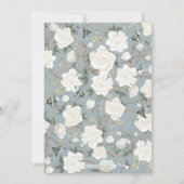 Dusty Blue White Chinoiserie Floral Baby shower Kaart (Achterkant)