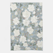 Dusty Blue White Chinoiserie Floral Porcelain Theedoek (Verticaal)