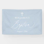 Dusty Blue White Cross Boy Baptism Backdrop Banner (Horizontaal)