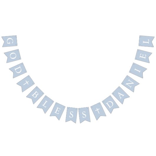 Dusty Blue White Cross Boy Baptism Bunting Flags Vlaggetjes (Alle)