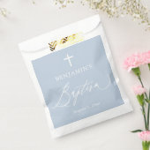 Dusty Blue White Cross Boy Baptism Favor Bags Bedankzakje (Gezegeld)