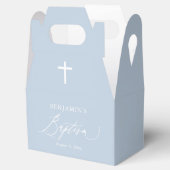 Dusty Blue White Cross Boy Baptism Favor Box Bedankdoosjes (Geopend)