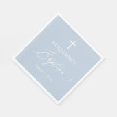 Dusty Blue White Cross Boy Baptism Paper Napkins Servet (Hoek)