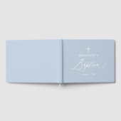 Dusty Blue White Cross Boy Baptisme Guest Book Gastenboek (Volledig)
