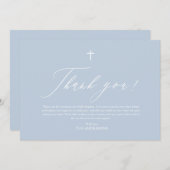 Dusty Blue White Cross Boy Baptisme Hartelijk dank Kaart (Voorkant / Achterkant)