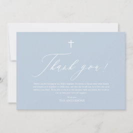 Dusty Blue White Cross Boy Baptisme Hartelijk dank Kaart
