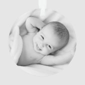 Dusty Blue White Cross Boy Foto Baptisme Ornament (achterkant)