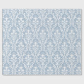 Dusty Blue White Damask Elegant Wedding Cadeaupapier (Vlak)