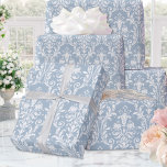 Dusty Blue White Damask Elegant Wedding Cadeaupapier<br><div class="desc">Een stoffig blauw en wit vochtig bruiloft verpakkingspapier.</div>