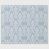 Dusty Blue White Damask voeg naam toe en is gefeli Cadeaupapier (Vlak)