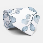 Dusty Blue & White Elegant Eucalyptus Wedding Stropdas (Opgerold)