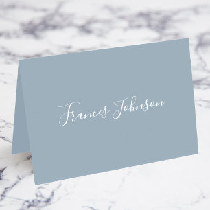 Dusty Blue White Elegant Volledige Naam Plaats Kaa Kaart