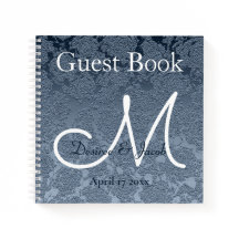 Dusty Blue White Elegant Wedding Monogram