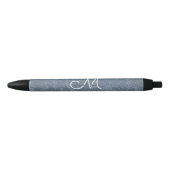 Dusty Blue White Elegant Wedding Monogram Zwarte Inkt Pen (Voorkant)
