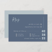 Dusty Blue White en Gray Calligraphy RSVP Wedding (Voorkant / Achterkant)
