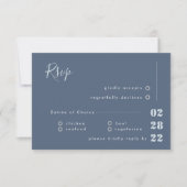 Dusty Blue White en Gray Calligraphy RSVP Wedding Kaartje (Voorkant)