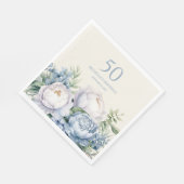 Dusty Blue White Floral 50e verjaardag naam Servet (Hoek)