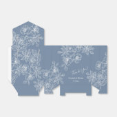 Dusty Blue White Floral | Aangepast huwelijk Bedankdoosjes (Uitgevouwen)