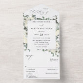 Dusty Blue & White Floral All In One Uitnodiging (Binnen)