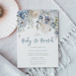 Dusty Blue & White Floral Baby shower Brunch Kaart<br><div class="desc">Dusty Blue & White Floral Baby shower Brunch Uitnodiging - ook verkrijgbaar als digitale uitnodiging Zie bijbehorend collectie in Niche en Nest Store</div>