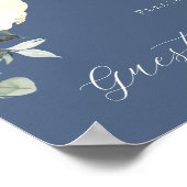 Dusty Blue & White Floral - Blue Guestbook Sign Poster (Hoek)