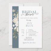 Dusty Blue White Floral Bridal Shower Kaart (Voorkant)