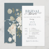 Dusty Blue White Floral Bridal Shower Kaart (Voorkant / Achterkant)