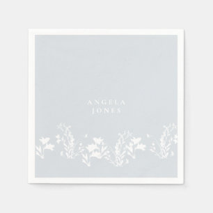 Dusty Blue White Floral Custom Vrijgezellenfeest Servet