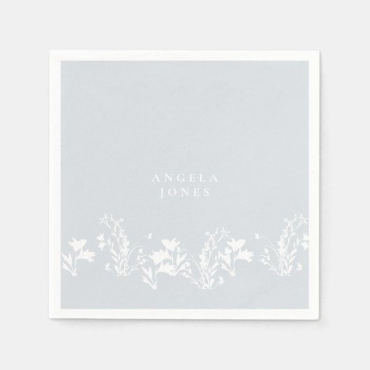 Dusty Blue White Floral Custom Vrijgezellenfeest Servet (Voorkant)