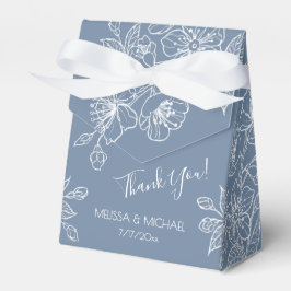 Dusty Blue White Floral | Custom Wedding Bedankdoosjes