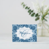 Dusty Blue, White Floral Damask Enclosure Kaart (Staand voorkant)