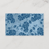 Dusty Blue, White Floral Damask Place Cards Plaatskaartje (Achterkant)