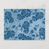 Dusty Blue, White Floral Damask Tafelnummer Kaart (Achterkant)