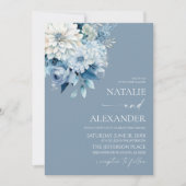 Dusty Blue White Floral Flower Garden Wedding Kaart (Voorkant)