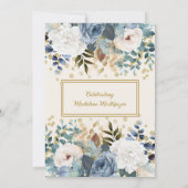 Dusty Blue White Floral Gold 18th Birthday Kaart (Achterkant)