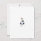 Dusty Blue White Floral Gold Wedding Details Kaart (Achterkant)