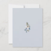 Dusty Blue White Floral Gold Wedding Details Kaart (Achterkant)