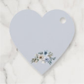 Dusty Blue White Floral Gold Wedding Favor Labels (Achterkant)