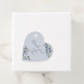 Dusty Blue White Floral Gold Wedding Favor Labels (In situ)