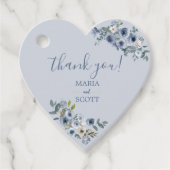 Dusty Blue White Floral Gold Wedding Favor Labels (Voorkant)