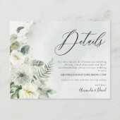 Dusty Blue & White Floral Greenery Foliage Details Informatiekaartje (Voorkant)